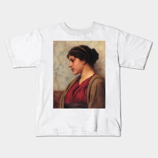 A Classical Beauty, Far-away Thoughts by John William Godward Kids T-Shirt